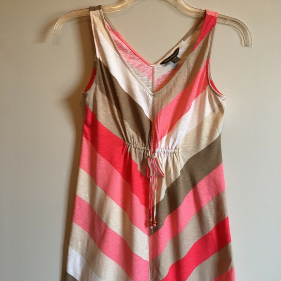 SOLDTommy Bahama  XS Sleeveless Tan Stripe Dress - Picture 3 of 7